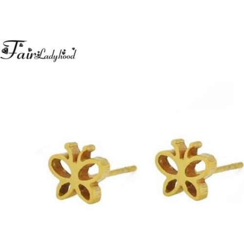 FairLadyHood New Hallow Butterfly Stud Earrings Animals Shape Stainless Steel Earrings Set Nickel-freel
