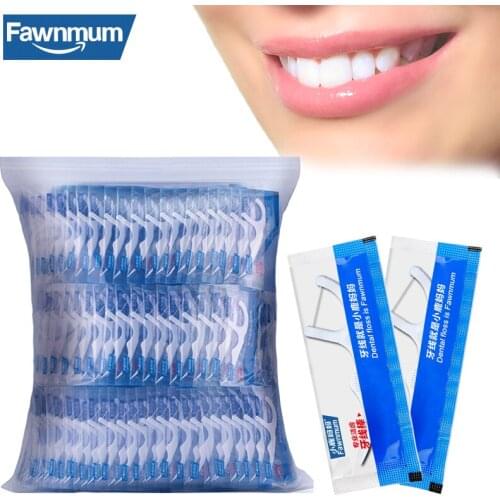 Fawnmum300 Pcs/SetSingle independent floss stick Floss Dental Cleaning Plastic Toothpicks Thread for Teeth Care disposable flos