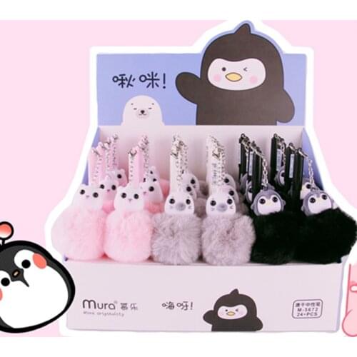 24pcs Gel Pens penguin Black Bright Ink Pen fresh Kawaii Ballpoint School Canetas Boligrafos Gift Stationery Office Supply 0.5mm