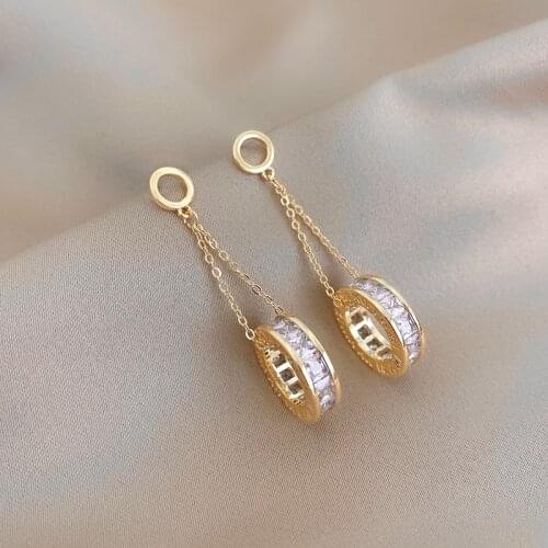 Classic Roman Earrings For Womens Hollow Circle Gold Dangle Earrings Fashion Korean Jewelry Party Girls' Sexy Luxury Earrings