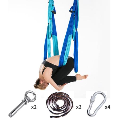 Nylon Yoga Hammock Set Pilates Body Shaping Exercises Device Aerial Yoga Hanging Belt Inversion Trapeze for Cement Ceiling