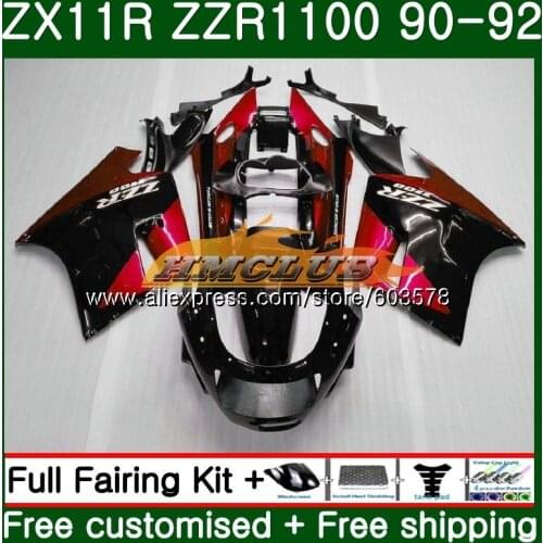 Body For KAWASAKI NINJA ZX-11R ZZR 1100 ZX 11R 1990 1991 1992 28CL.81 ZZR1100 ZX11 ZX-11 R ZX-11R 90 91 92 Fairing Hot Red black