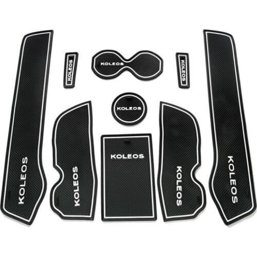 Car Anti-Dirty Pad Door Groove Gate Slot Cup Armrest Storage Mat For Koleos Electrical Park Brake 2009 2010 2011 ~ 2016