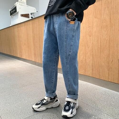 Hot Sale Boys Jeans 3-13 Years Old Cotton Washed Kids Jeans Korean Pants for Baby Boys Jeans Kids Leisure Loose Toddler Jeans