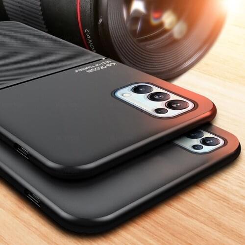 Car Magnetic Holder Leather Case For Oppo Reno 5 5G 4 pro 4G A53 A32 A9 A5 2020 A15 A15s For Realme 7 Pro Silicone Phone Cover