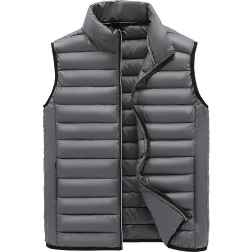 Mens Padded Sleeveless Jacket Thicken Winter Warm Quilting Stand Collar Vest AW21 Casual Waistcoat Male Clothes