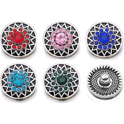 Wholesale Crystal Flower 047 Rhinestones Metal Snap Buttons Fit 12mm Snap button bracelets Earrings necklace For women