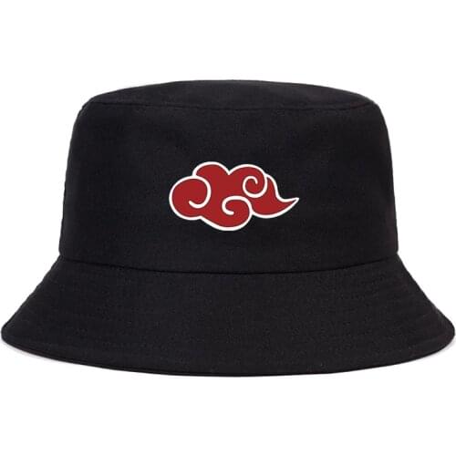 Red Cloud print Cotton Bucket Hat Unisex Outdoor Japan Anime Cap Casual Foldable Fisherman Hats Sunscreen Beach Panama Hats