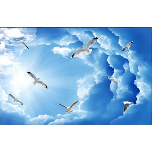 Custom photo wallpapers 3d ceiling murals wallpaper for walls 3 d Sky, clouds, seagull, landscape, ceiling, zenith mural decor