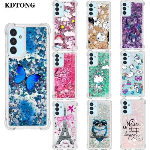 Shockproof Phone Case for Samsung Galaxy S21 FE A82 A22 5G 4G A02 Shell Soft Silicone Glitter Quicksand Protection Back Cover