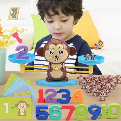 Monkey Balance Educational Math Game for Kids to Learn Counting Numbers and Basic Math, 65 Piece STEM Learning Toy Y4QA