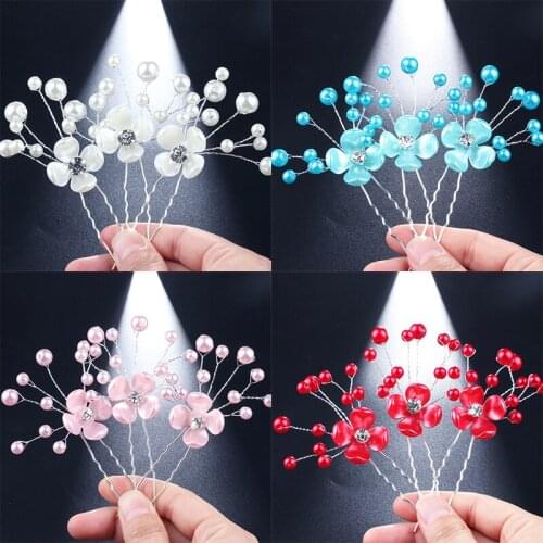 Luxury Shell Flower Design Hair Pins Hair Clips For Women Prom Wedding Bridal Pearl Hair Jewelry Hair braided headgear Girls