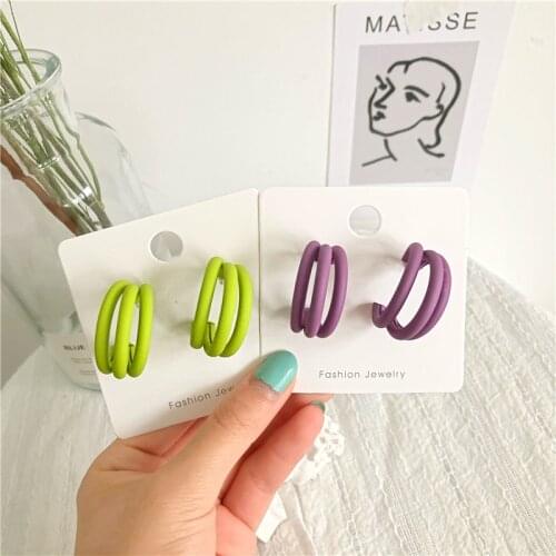 Korean style small cute women hoop earrings Exaggeration minimalist statement ear rings clip on drop earings jewelry