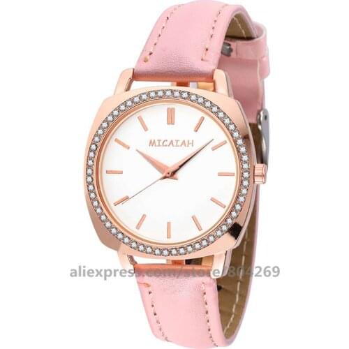 Wholesale Casual Leather Wristwatch Rhinestone Women Dress Quartz Watches Women Men Sport Wrist Watches WK0034A