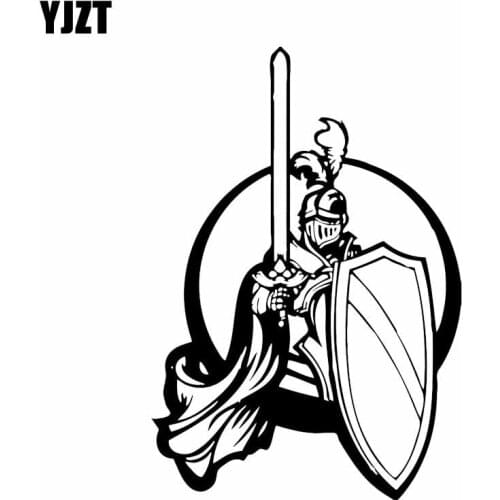 YJZT 12*17.4CM Handsome Loyal Knight Soldier Warrior Symbol Decal Black/Silver Covering The Body Car Sticker Vinyl C20-1781