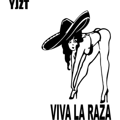 YJZT 8.1*12.8CM Viva La Raza Girl Good Design Vinyl Decals Covering The Body Fashion Black/Silver Car Sticker C20-0216