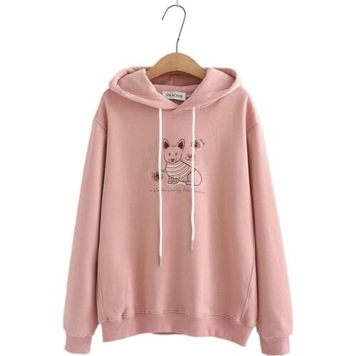 YUPINCIAGA Womens Hooded Plus Fleece Sweatshirts Female Loose Student Cartoon Long-sleeved Girls Warm Hoodies Tracksuit