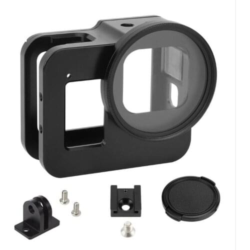 Shockproof Housing Shell CNC Aluminum Alloy Protective Cage Case with 52mm UV Lens For Gopro Hero 8 Black Camera Accessories