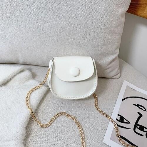 Women Mini Portable Handbag Solid Color PU Leather Female Flap Shoulder Messenger Bag Fashion Simple Ladies Chain Crossbody Bags