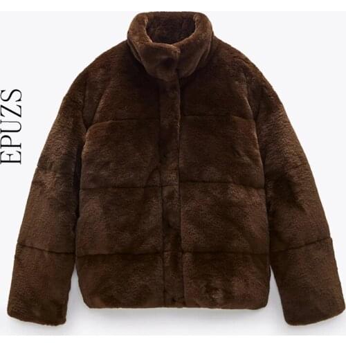 Winter hteddy coat women faux fur coat thick warm fluffy jackets vintage zipper oversize jacket 2021 winter jacket