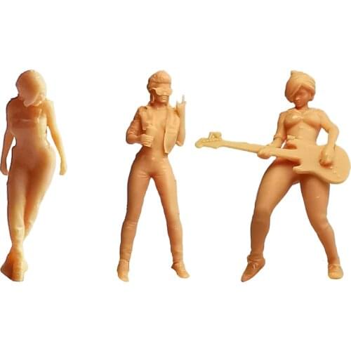 1/64 Unpainted Cool Girl Model Characters Miniature PVC People Street Building Sand Table Scenario Diorama for Decor
