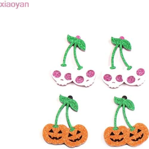 1pair/lot) Cherry For Earrings Pumpkin SKull Acrylic Halloween Jewelry Accessories