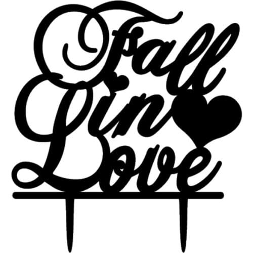 1PCS Fall in Love Black Acrylic Cake Toppers Wedding Cake Topper for Birthday Party Decoration Cake Accessories