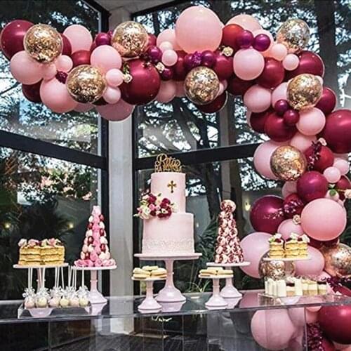 112pcs 12 Inch Burgundy Latex Balloons Pink Gold Confetti Balloons Baby Shower Birthday Wedding Theme Party Decorations Kids Toy