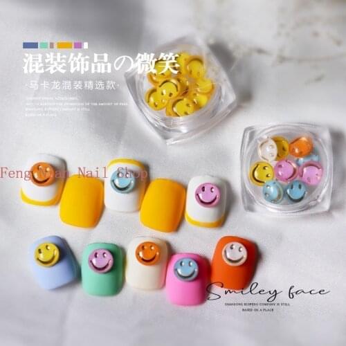 20pcs nail jewelry smile face sunflower semicircle yellow smile three-dimensional relief DIY nail decoration diamond