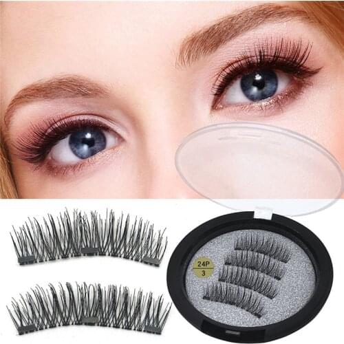 3D magnetic eyelashes With 3 Magnets handmade makeup Mink eyelashes extended false eyelashes Reusable false eyelashes