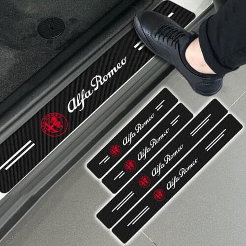 4pcs Carbon Fiber Decal Car Door Sill Protector Sticker For Alfa Alpha Romeo 159 147 156 Giulietta 147 159 Mito Car Styling