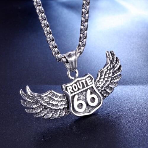 66 Rider Biker Long Men Necklaces Pendants Chain Punk for Boyfriend Male Stainless Steel Jewelry Creativity Gift Wholesale