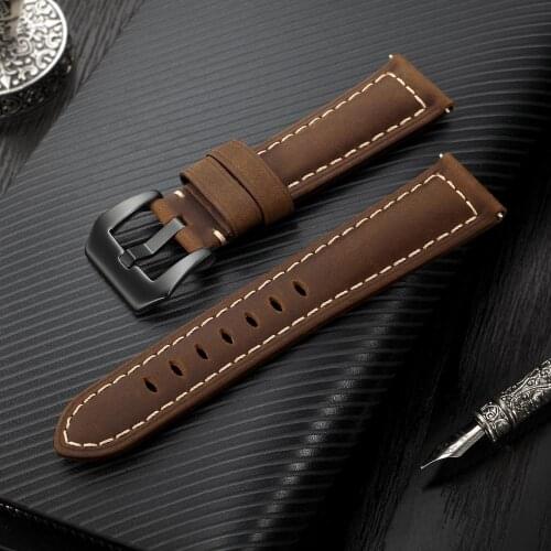 Handmade Watch Accessories Vintage Genuine Crazy Horse Leather Watchband 20mm 22mm 24mm 26mm Retro Strap mens Watch Band
