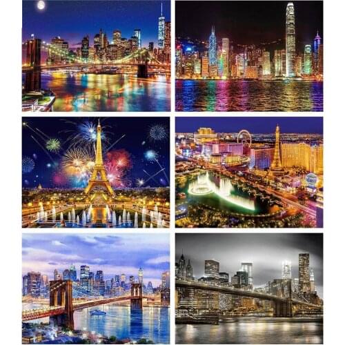 5D Diamond Painting Full Round Drill New Arrivals Night City Diamond Embroidery Mosaic Landscape Rhinestone Pictures Home Decor