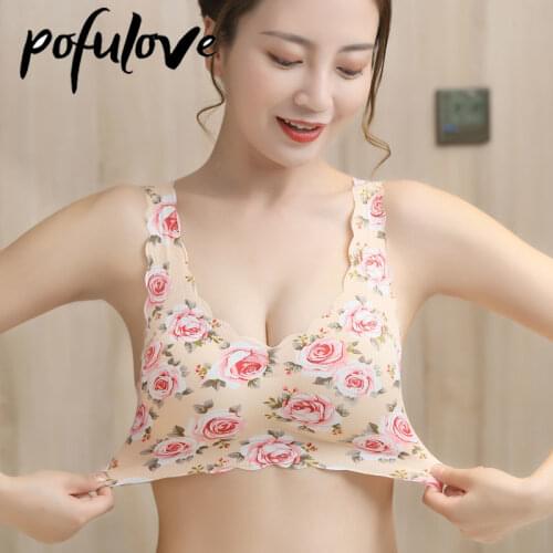 Seamless Bra Floral Sports Bras Women Plus Size Underwear Wireless Gym Fitness Vest Thin Push Up Bralette Padded Tube Crop Top