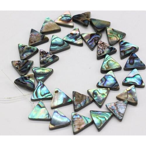 2Pcs Natural Abalone Shell Beads Triangle Shiny Abalone Shell Necklace Accessories Charm for Jewelry Making Bracelet Earrings