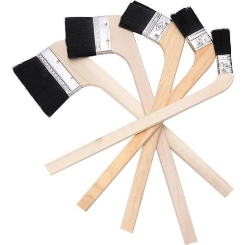 Curved handle wooden brush Long handle Brush Elbow Ship Paint Brush dust Sweep 1-4 inch Woodworking engraving machine
