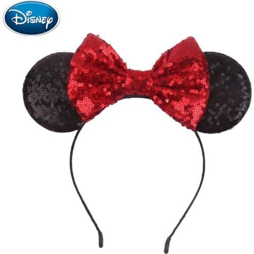 Disney Girl 5" Sequins Bow Headband Mouse Ears Heaband Cosplay DIY Gilrs Hair Accessories For Women Headwear Party Decoration