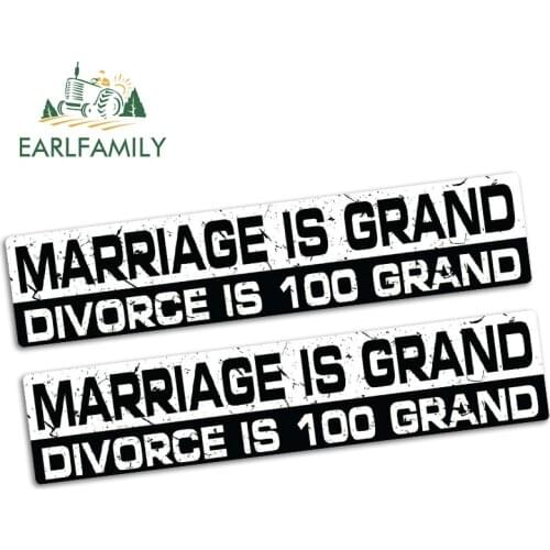 EARLFAMILY 15cm x 3.2cm MARRIAGE IS GRAND Funny Bumper Car Sticker Vinyl JDM Car Truck 4X4 BIKE RETRO 4WD Decal 2pcs