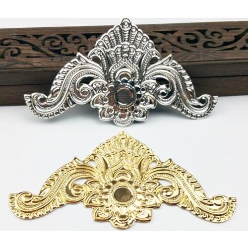 5pcs 56x104mm Filigree Triangle Wraps Metal Charms For Embellishment Scrapbook DIY Jewelry Craft