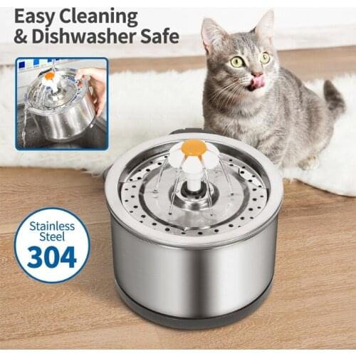Cat Water Fountain Stainless Steel Intelligent Auto Power Off Pet Fountain Drinking Water Fountain Recirculating 840z/2.5L