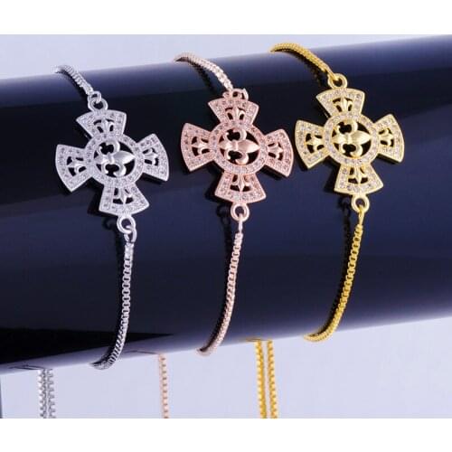 Hot Jewelry Vintage Zircon Anchor Bracelet Charms Handmade Copper Micro Pave Square Chain Friendship Bracelets Bangles Diy Gifts