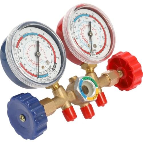 Refrigerant Manifold Gauge Set Air Conditioning Tools with Hose and Hook for R12 R22 R404A R134A Refrigerant Testing Tools