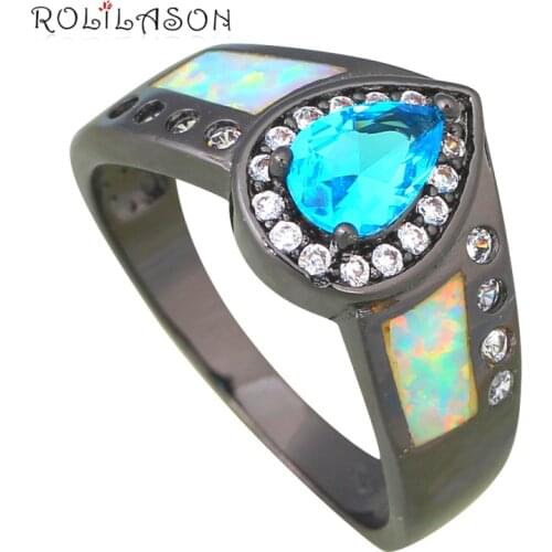 Promotion Lowest Price Rings White Fire Opal Blue Zircon Silver Stamped Ring USA Sz #6#7#8#9 Fashion Jewelry OR805