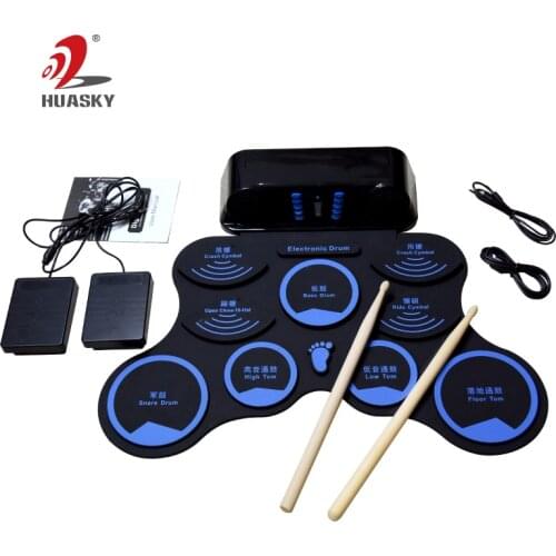 Compact portable silicone 9 drum pad roll up drum kit professional drum set for music learning