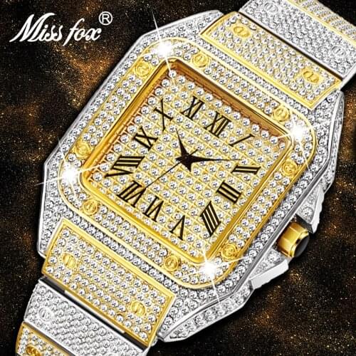 MISSFOX Relojo Square Men Watch Luxury Fashion Brand Gold Silver Casual Quartz Men Watch Clock Relogio Masculino Dropshipping