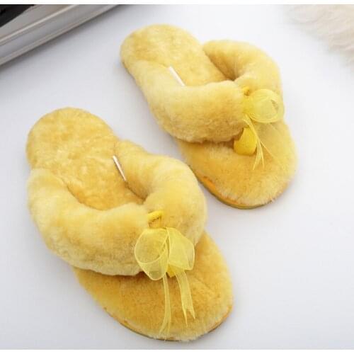 Top Quality Natural Sheepskin Fur House Slippers Fashion Lady Winter Slippers Women Indoor Slippers Warm Soft Wool Home Shoes