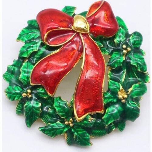 5PCS New Year Series Metal Drop Tape Drill Christmas Flower Dual-use Brooch 42 * 40MM Jewelry Gift Christmas Decoration Brooch