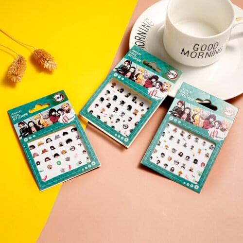 Anime Cute Sticker Demon Slayer Kimetsu No Yaiba Nails Art Decoration Wraps Decals Adhesive Manicure Tips Stickers Props Gift