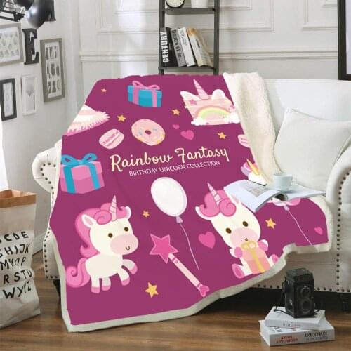 Cartoon Bedding Throw Blanket Floral Cartoon Sherpa Blanket for Kids Girl Couch Soft 3D Printed blanket